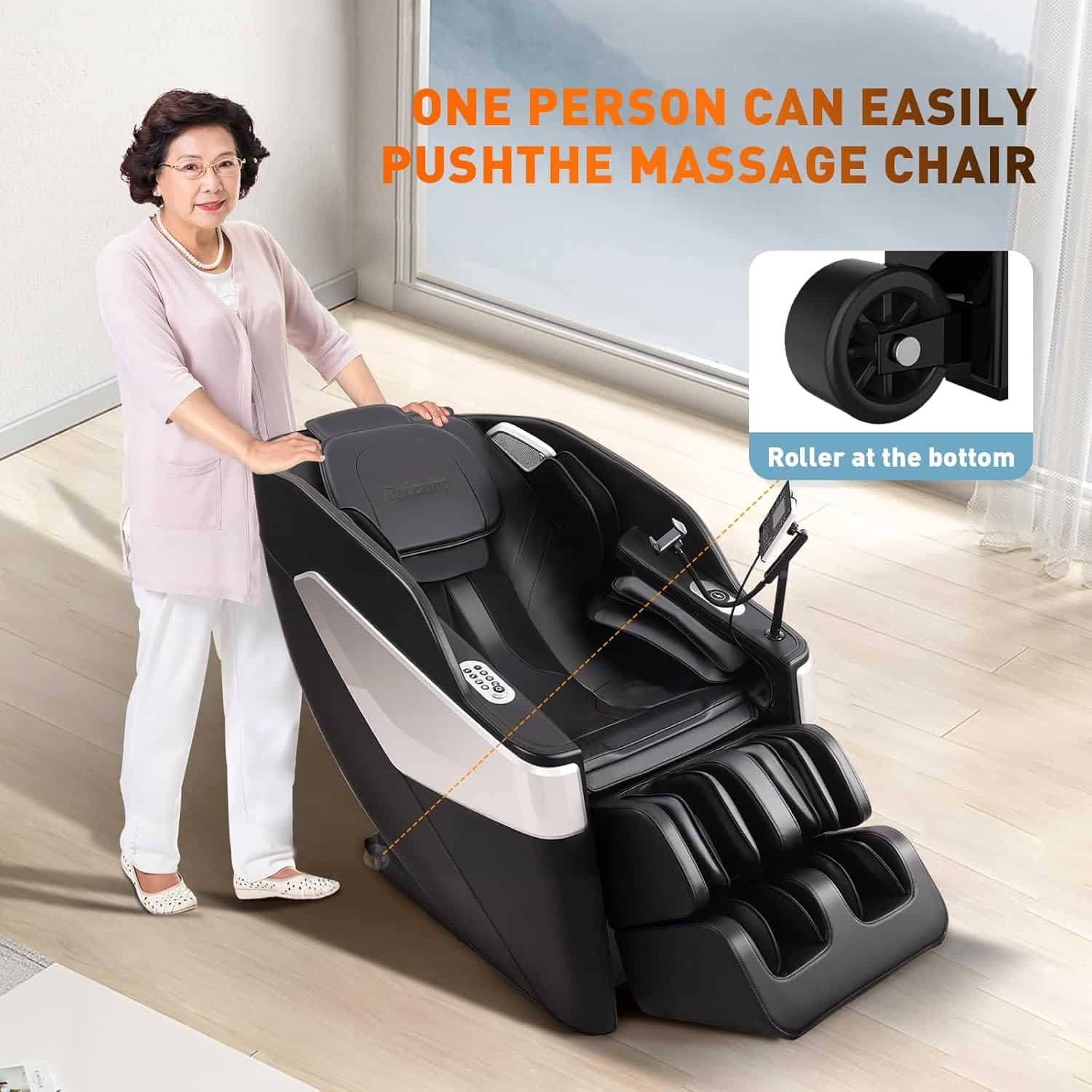 2025 Massage Chair Full Body Zero Gravity 3D SL-Track Shiatsu Massage Recliner Chair with Heat,AI Control, Body Scan,Black