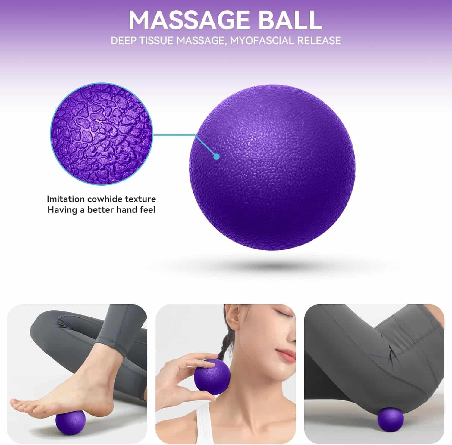 5 in 1 Foam Roller Set for Deep Tissue Muscle Massage, Trigger Point Fitness Exercise Foam Roller, Massage Roller, Massage Ball, Stretching Strap, for Whole Body (Orange Black)