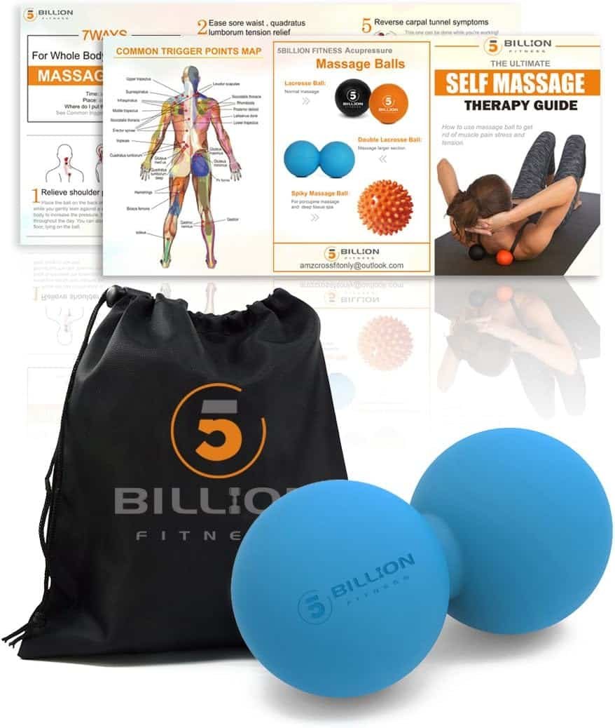 5BILLION FITNESS Peanut Massage Ball - Double Lacrosse Massage Ball  Mobility Ball for Physical Therapy - Deep Tissue Massage Tool for Myofascial Release, Muscle Relaxer, Acupoint Massage