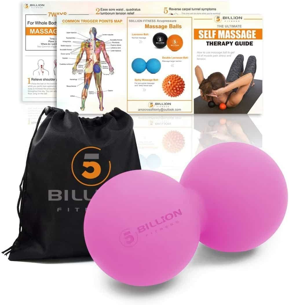 5BILLION FITNESS Peanut Massage Ball - Double Lacrosse Massage Ball  Mobility Ball for Physical Therapy - Deep Tissue Massage Tool for Myofascial Release, Muscle Relaxer, Acupoint Massage
