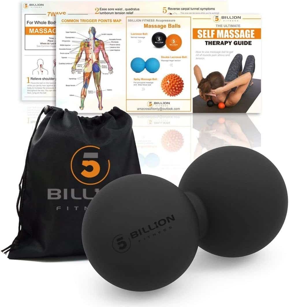 5BILLION FITNESS Peanut Massage Ball - Double Lacrosse Massage Ball  Mobility Ball for Physical Therapy - Deep Tissue Massage Tool for Myofascial Release, Muscle Relaxer, Acupoint Massage