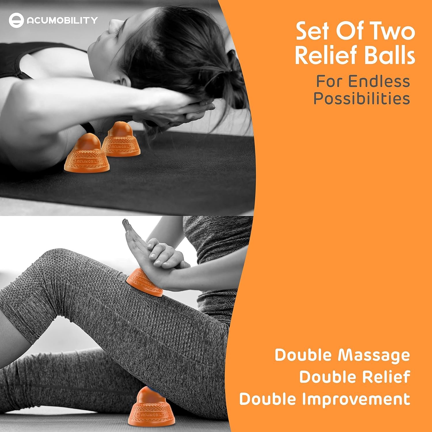 Acumobility Massage Ball Roller 2 Pack - Trigger Point - Massage Balls Massage Roller Ball - Foot Massage Ball - Physical Therapy Ball
