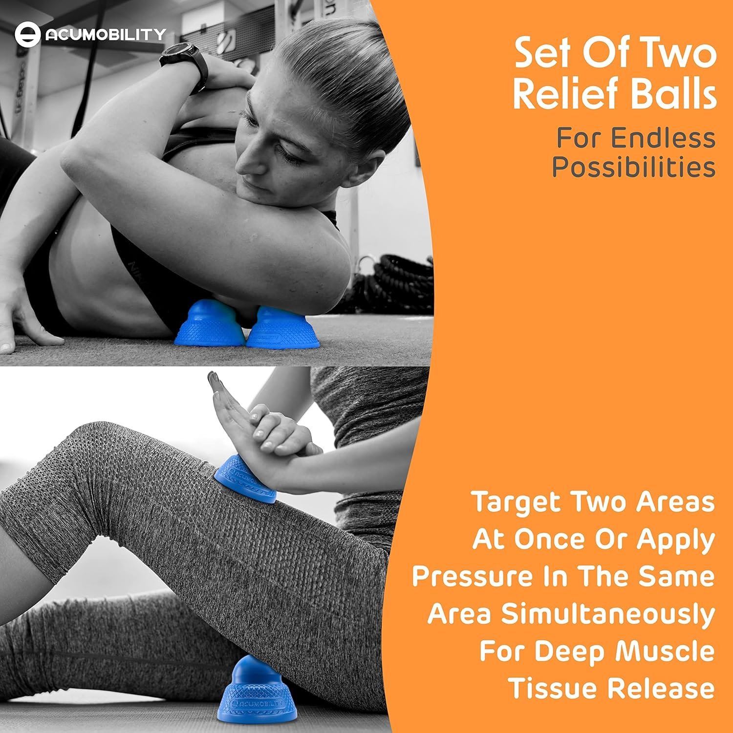 Acumobility Massage Ball Roller 2 Pack - Trigger Point - Massage Balls Massage Roller Ball - Foot Massage Ball - Physical Therapy Ball
