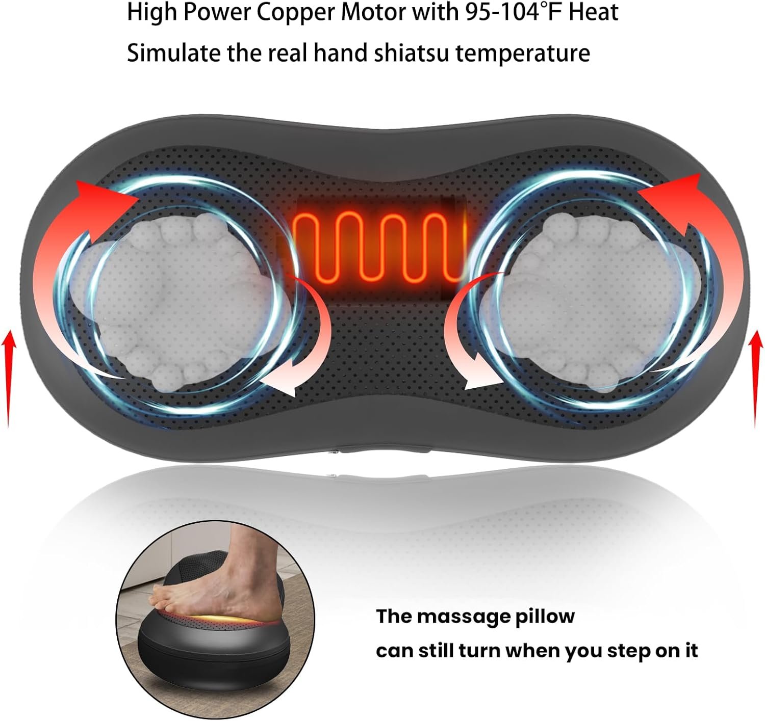 Adjustable Neck-Shoulder Massage Pillow with Magic Strap, High-Power Copper Motor, Hand Control  Heating Back Massager for Pain Relief (Remote, 8 Head)