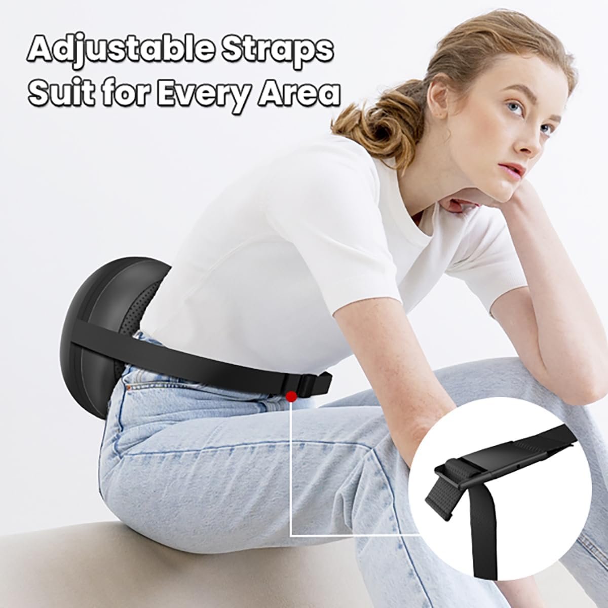 Adjustable Neck-Shoulder Massage Pillow with Magic Strap, High-Power Copper Motor, Hand Control  Heating Back Massager for Pain Relief (Remote, 8 Head)