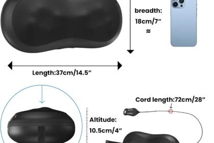 Adjustable Neck Shoulder Massage Pillow With Magic Strap High Power Copper Motor Hand Control Heating Back Massager For 1 6 420x280