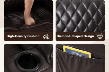 Ahmed Power Swivel Rocker Recliner Chair With Massage And Heat Faux Leather Home Theater Seating With Led Ambient Lighti 11 420x280