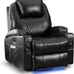 Ahmed Power Swivel Rocker Recliner Chair With Massage And Heat Faux Leather Home Theater Seating With Led Ambient Lighti 26 150x150