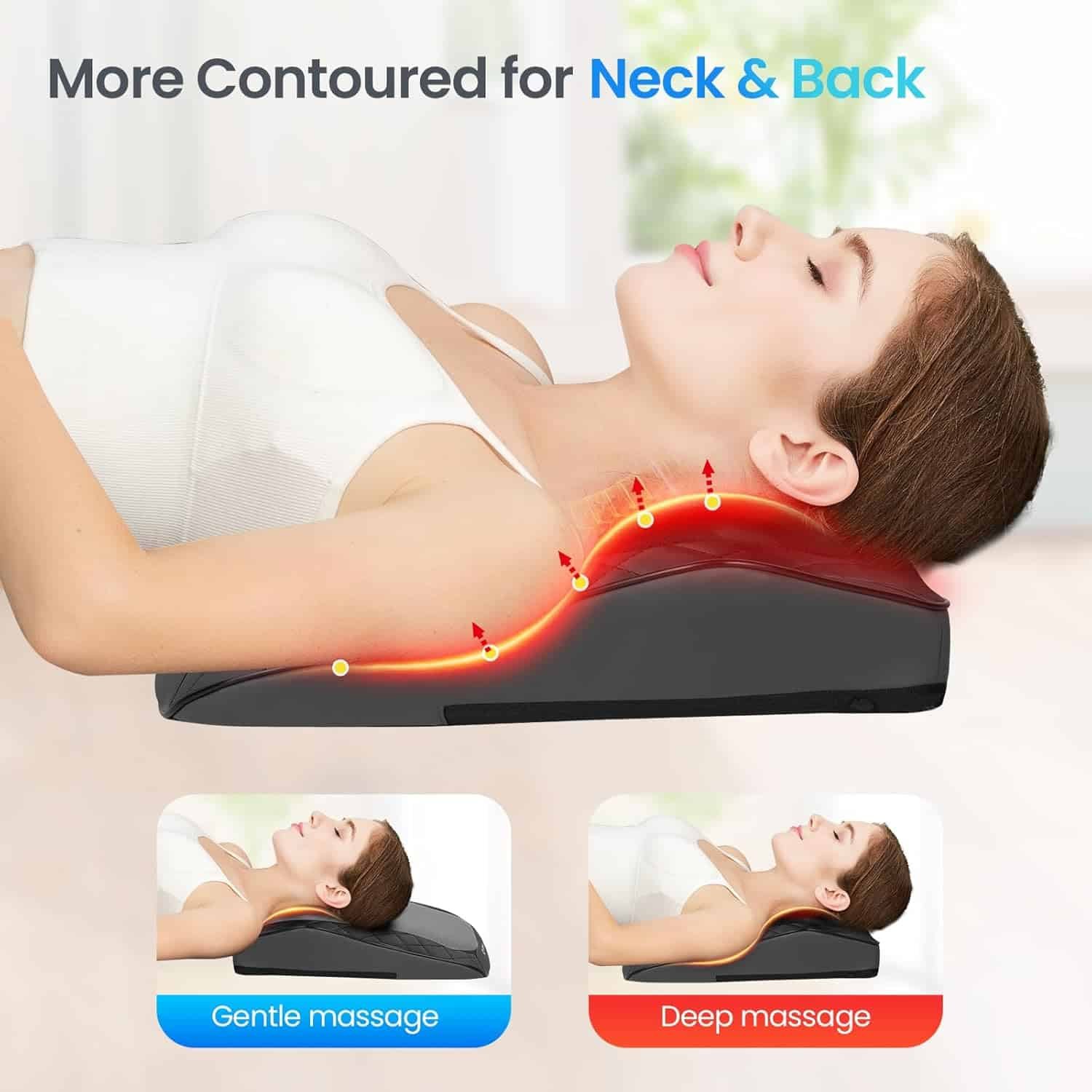 Back and Neck Massager, FSA HSA Eligible Massager for Pain Relief Deep Tissue, Heated Massage with Vibration, Massage Pillow for Neck, Back, Shoulder, Leg, Gifts for Men Women