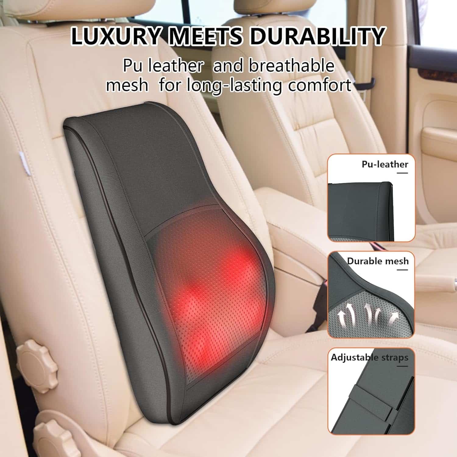 Back Massager with Heat, Back  Neck Massager for Pain Relief Deep Tissue, 3D Kneading Massage Pillow for Upper and Lower Shoulder, Portable Masssager Gifts for Women, Men Mom Dad