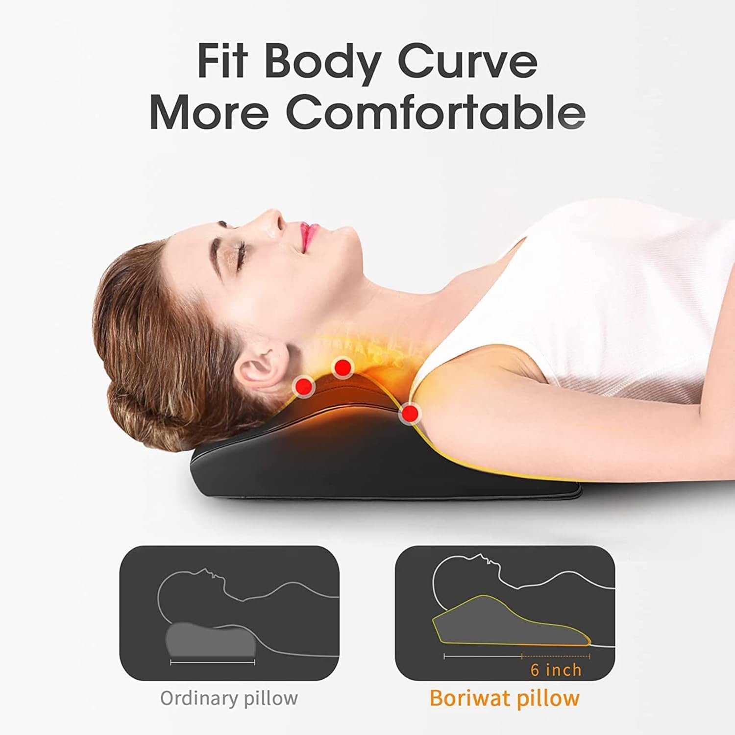 Boriwat Neck Back Massager with Heat, FSA HSA Eligible, Adjustable Cordless Electric Massagers, 3D Shiatsu Deep Tissue Kneading Massage Pillow, Gifts for Men Women Mom Dad for Pain Relief