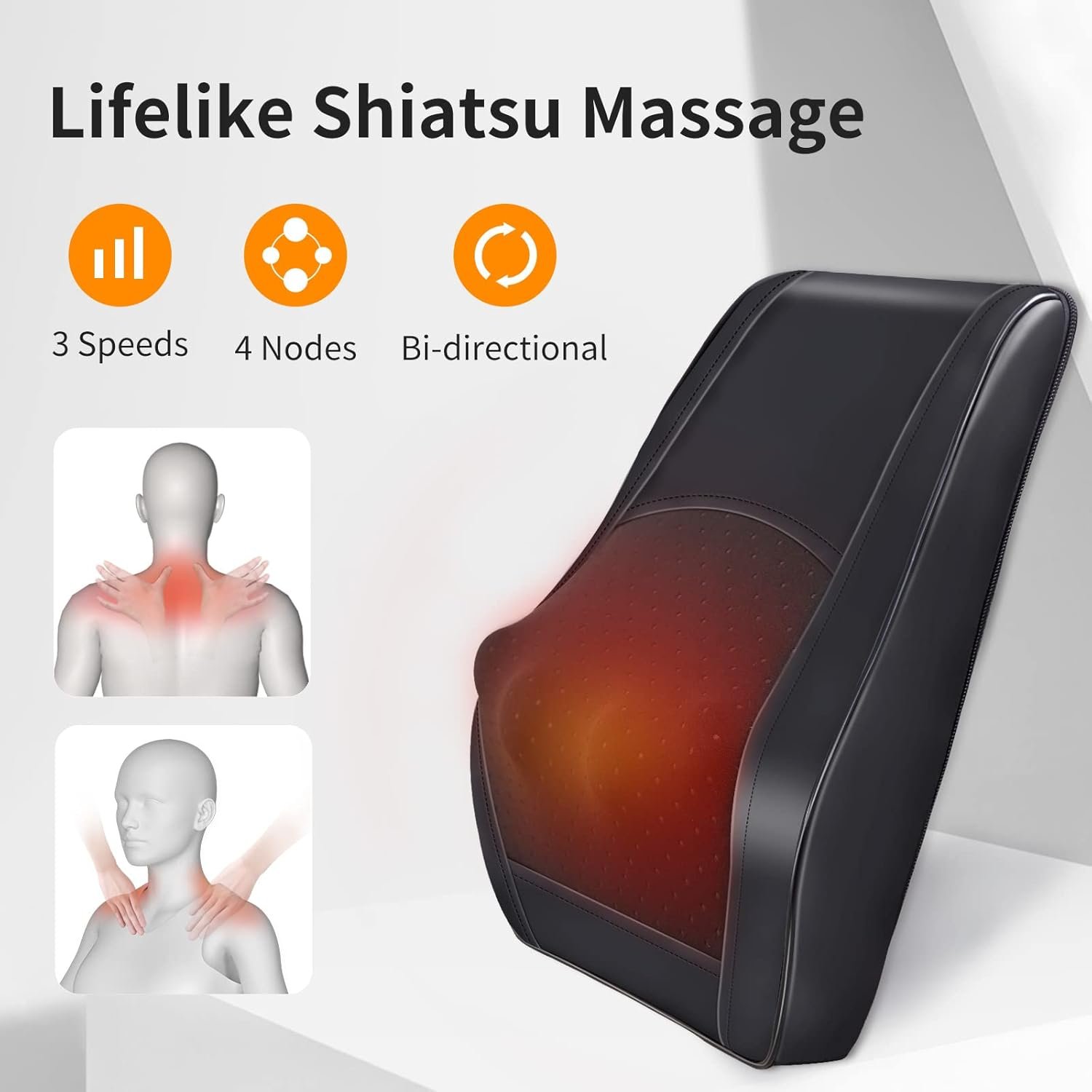 Boriwat Neck Back Massager with Heat, FSA HSA Eligible, Adjustable Cordless Electric Massagers, 3D Shiatsu Deep Tissue Kneading Massage Pillow, Gifts for Men Women Mom Dad for Pain Relief