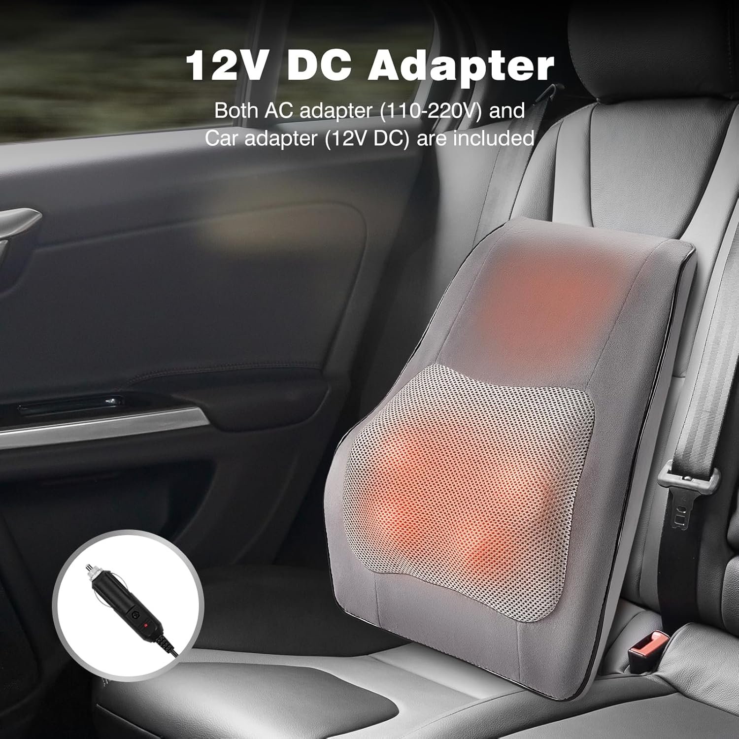 Careboda Shiatsu Back Massager with Heat, 3D Deep Kneading Electric Massage Pillow for Neck and Back Pain Relief, Ideal for Home, Office and Car Use, Best Gift for Women and Men Gray