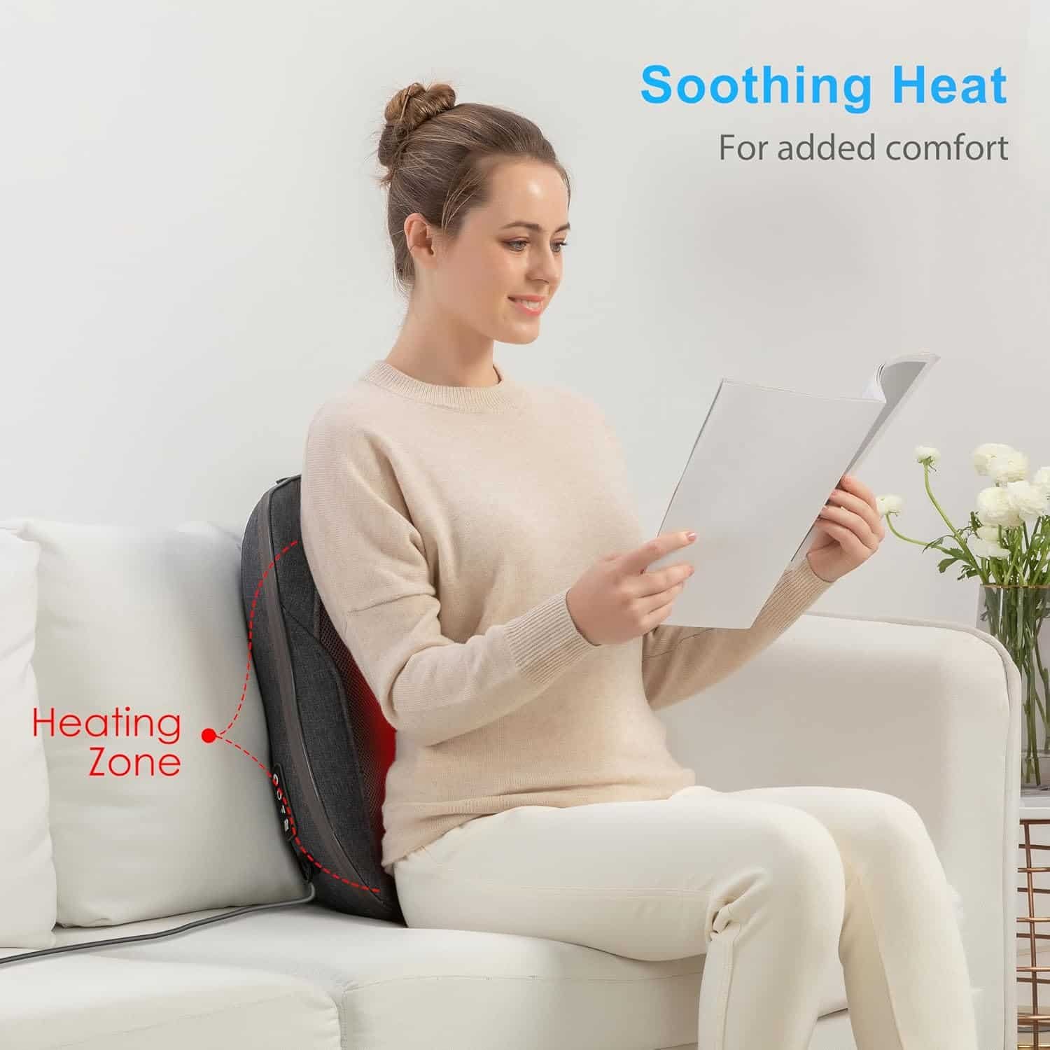 CooCoCo Shiatsu Back Massager with Heat, 2025 Birthday Gifts for Mom Dad, FSA HSA Eligible Massager for Lower Back Pain Relief, Deep Tissue Kneading Massage, Gifts for Men Women Husband