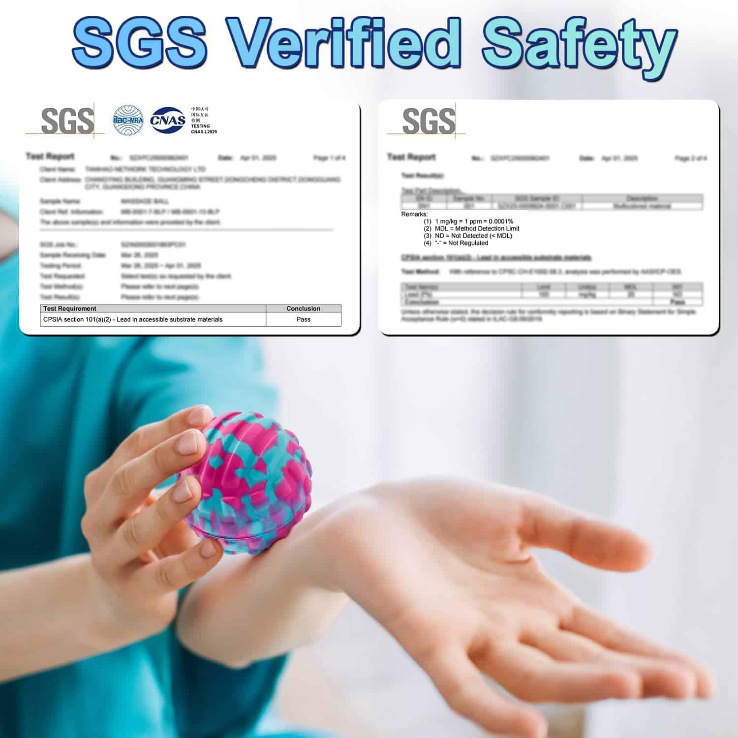 Deep Tissue Massage Ball for Exercise Recovery - SGS Certification - Targets Back, Shoulder, LegsFeet - Relieves Muscle Knots, Joint PainTightness, Pressure Point Therapy- Myofascial Release Ball