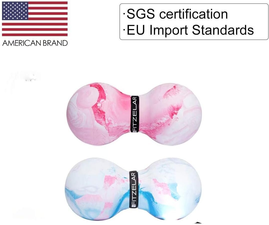 Double Lacrosse Massage Ball for Myofascial Release, SGS Certification, Massage Deep Tissue for Waist Back Feet, Trigger Point Therapy, Muscle Knots, Peanut Massage Ball for Muscle Pain