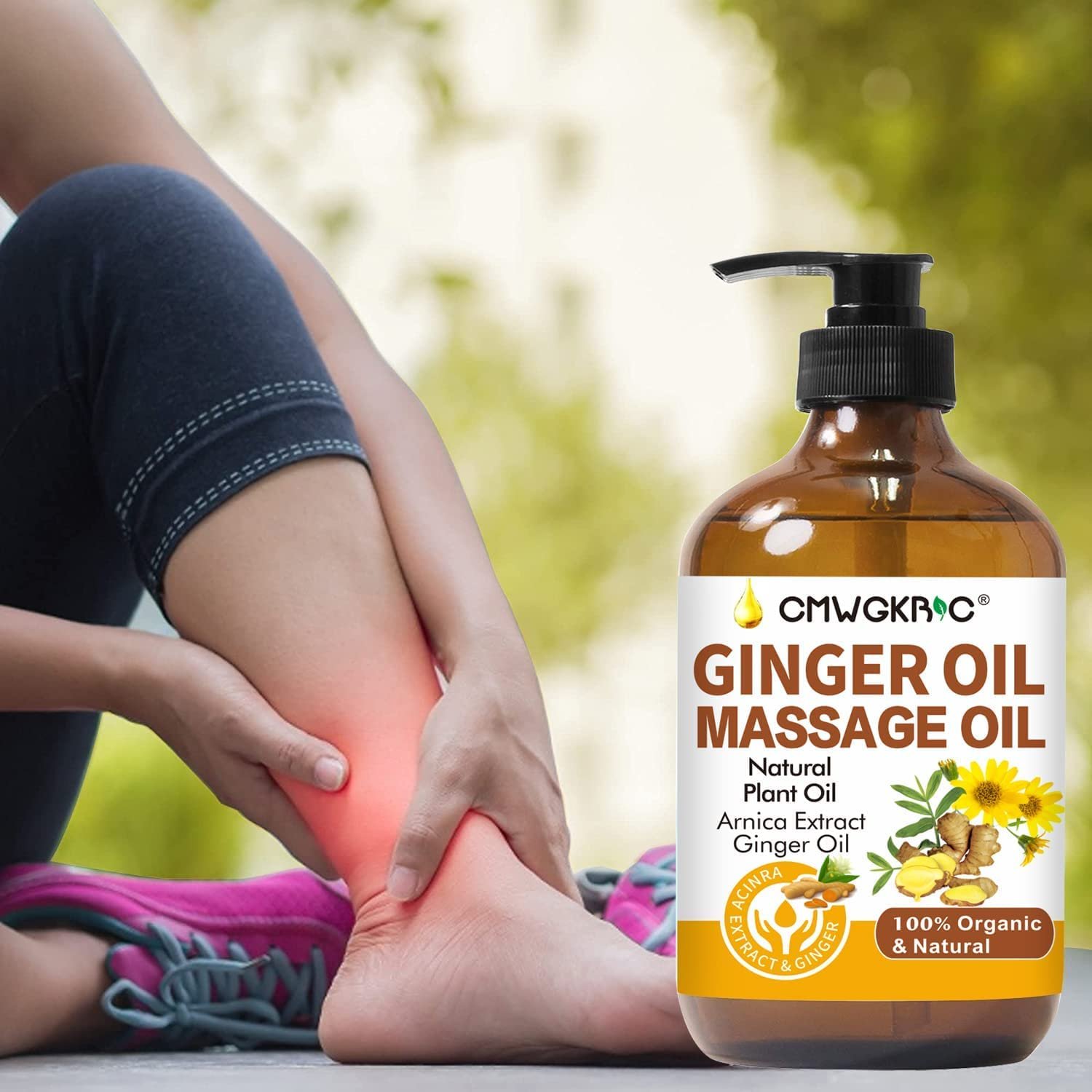 Ginger Oil,Ginger Massage Oil for Lymphatic Drainage,Natural Body Oil for Skin,Arnica Oil,Sore Muslce Massage Oil,Spa Ginger Oil-Warming and Relaxing for Mothers Day GiftsFathers Day Gift