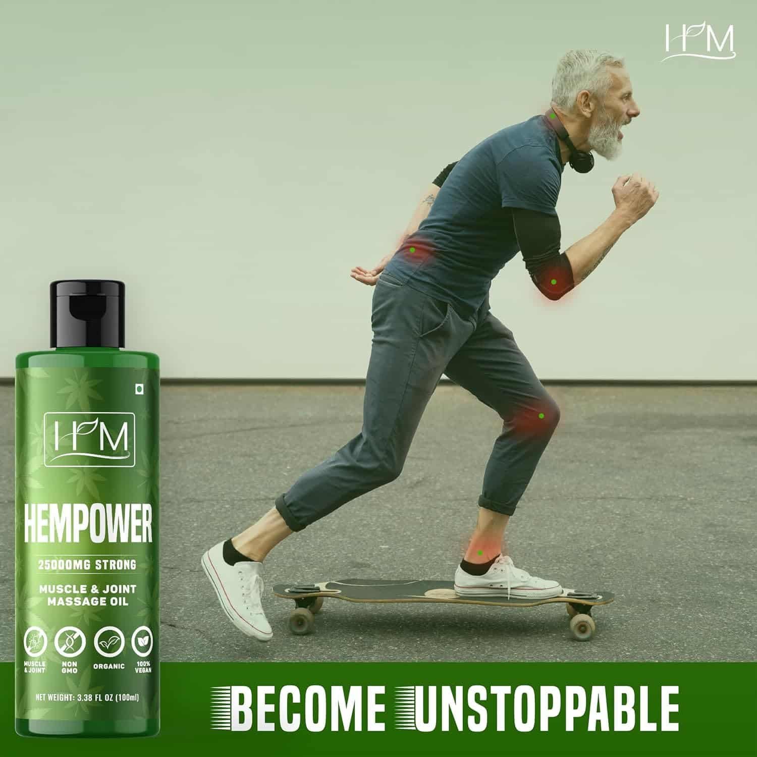 Hempower - Massage Oil for Muscle  Joint Pain - 25000 MG | Ultra-Strength Formula | Soothes Discomfort, Supports Active Lifestyle, Quick-Acting Relief | (3.38FL Oz) (100 ML)