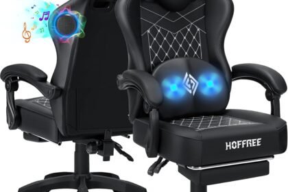 Hoffree Gaming Chair Computer Chair With Speakers Massage Game Chairs With Footrest Bluetooth High Back Ergonomic Comput 420x280