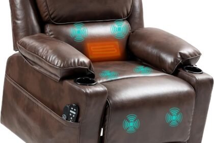 Homcom Power Lift Recliner Chair Sofa With Vibration Massage And Heat Faux Leather Wide Lift Chair For Elderly Overstuff 420x280