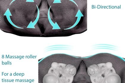 Invospa Shiatsu Massager With Heat Deep Tissue Kneading Pillow For Neck Shoulders And Back Electric Full Body Massage 2 420x280