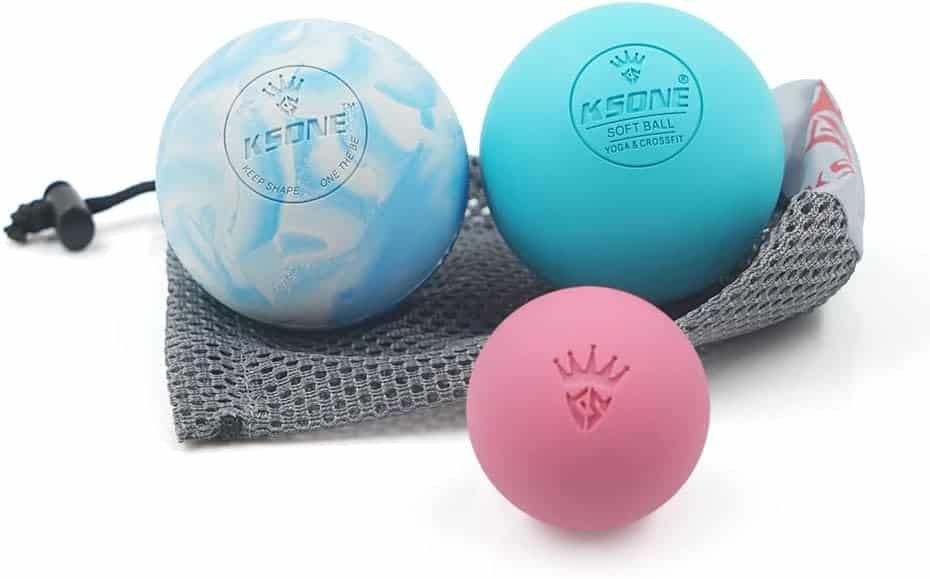 KSONE Massage Lacrosse Balls -Massage Balls for Myofacial ReleaseTrigger Point Therapy-Set of 2-Hard Lacrosse Massage Ball Soft Massage Ball with one mini Ball
