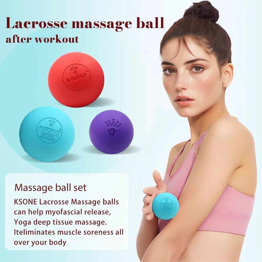 KSONE Massage Lacrosse Balls -Massage Balls for Myofacial ReleaseTrigger Point Therapy-Set of 2-Hard Lacrosse Massage Ball Soft Massage Ball with one mini Ball