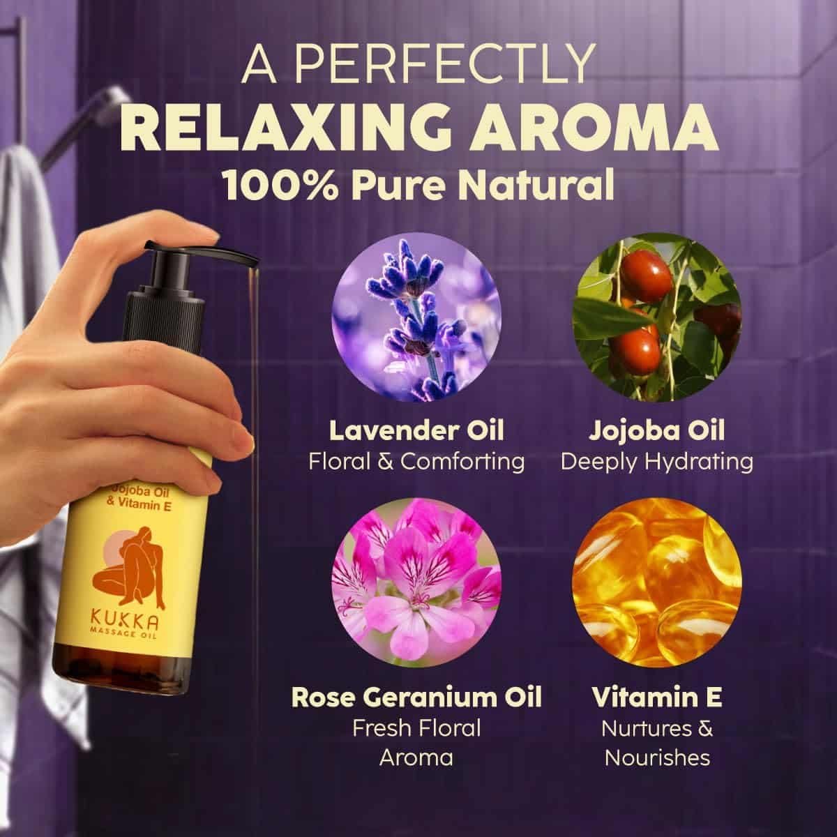 Kukka Sore Muscle Massage Oil for Massage Therapy - 3.4 Fl Oz - 100% Pure Natural, Eucalyptus  Roman Chamomile, Relaxing Body  Face Oil for Sore Muscles, Spa  Yoga, Light Weight