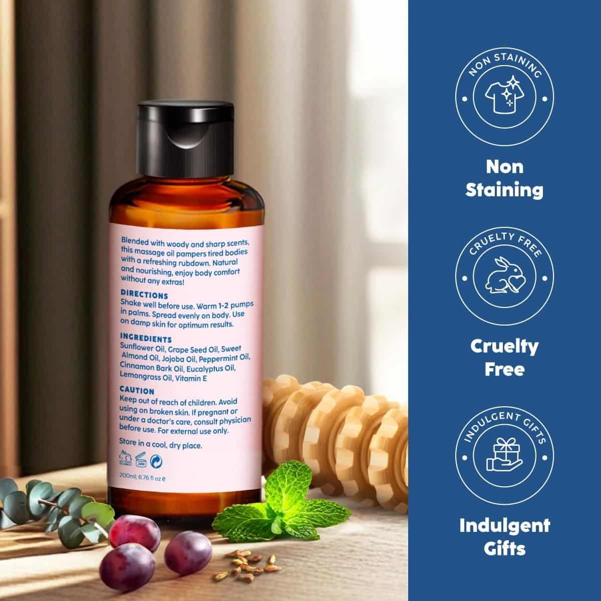 Kukka Sore Muscle Massage Oil for Massage Therapy - 3.4 Fl Oz - 100% Pure Natural, Eucalyptus  Roman Chamomile, Relaxing Body  Face Oil for Sore Muscles, Spa  Yoga, Light Weight