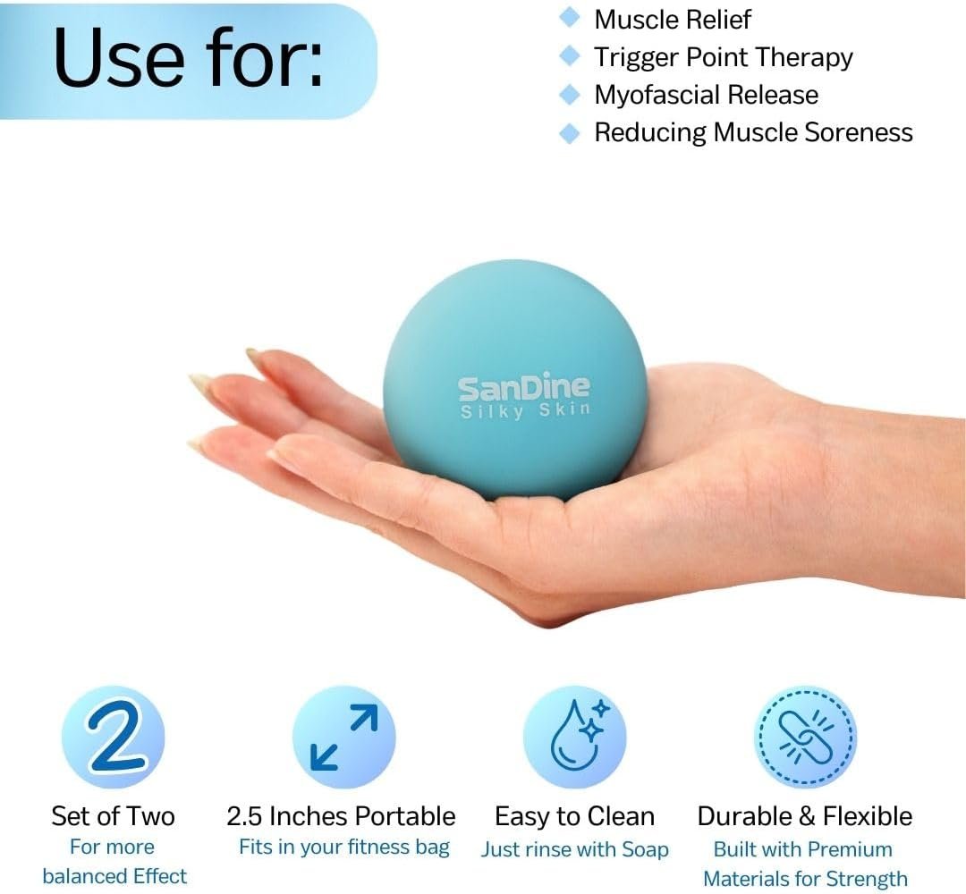 Lacrosse Massage Balls for Deep Tissue Massage - Release Tension Relieve Muscle Soreness Improve Flexibility - Ideal for Myofascial Release Trigger Point Therapy - 2Pack Yoga Balls by Sandine (Pink)