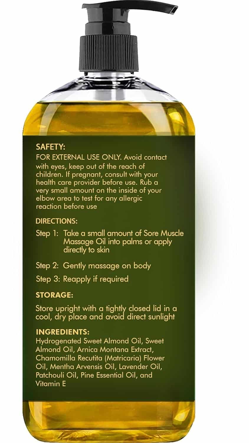 Majestic Pure Arnica Sore Muscle Massage for Massage Therapy - Natural Oil with Lavender and Chamomile Essential Oils - Multipurpose Instant Absorption Full Body Massage Oil - 8 Fl Oz (Pack of 1)