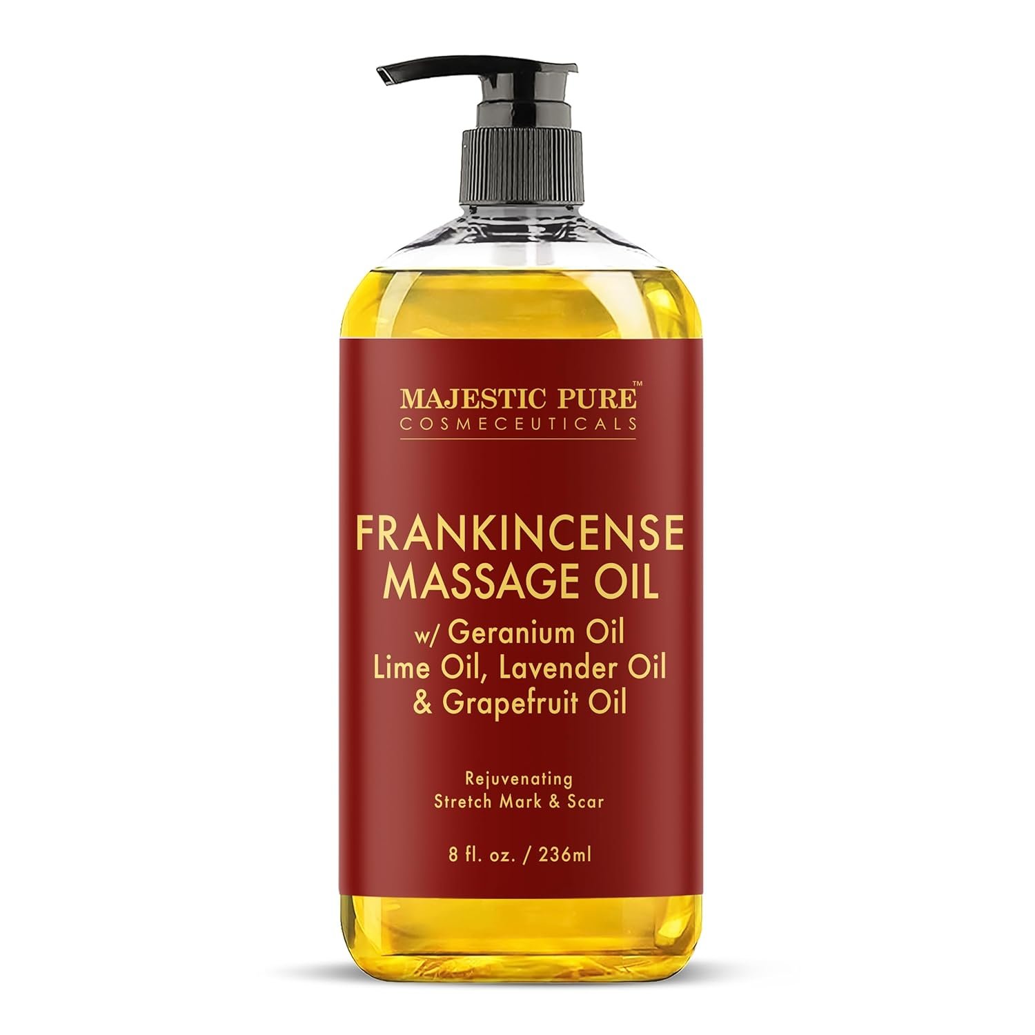 MAJESTIC PURE Frankincense Scar and Stretch Massage Oil for Massage Therapy - Refreshing, and Relaxing - Natural Oils with Frankincense Essential Oil - for All Skin Types - Men and Women - 8 fl oz