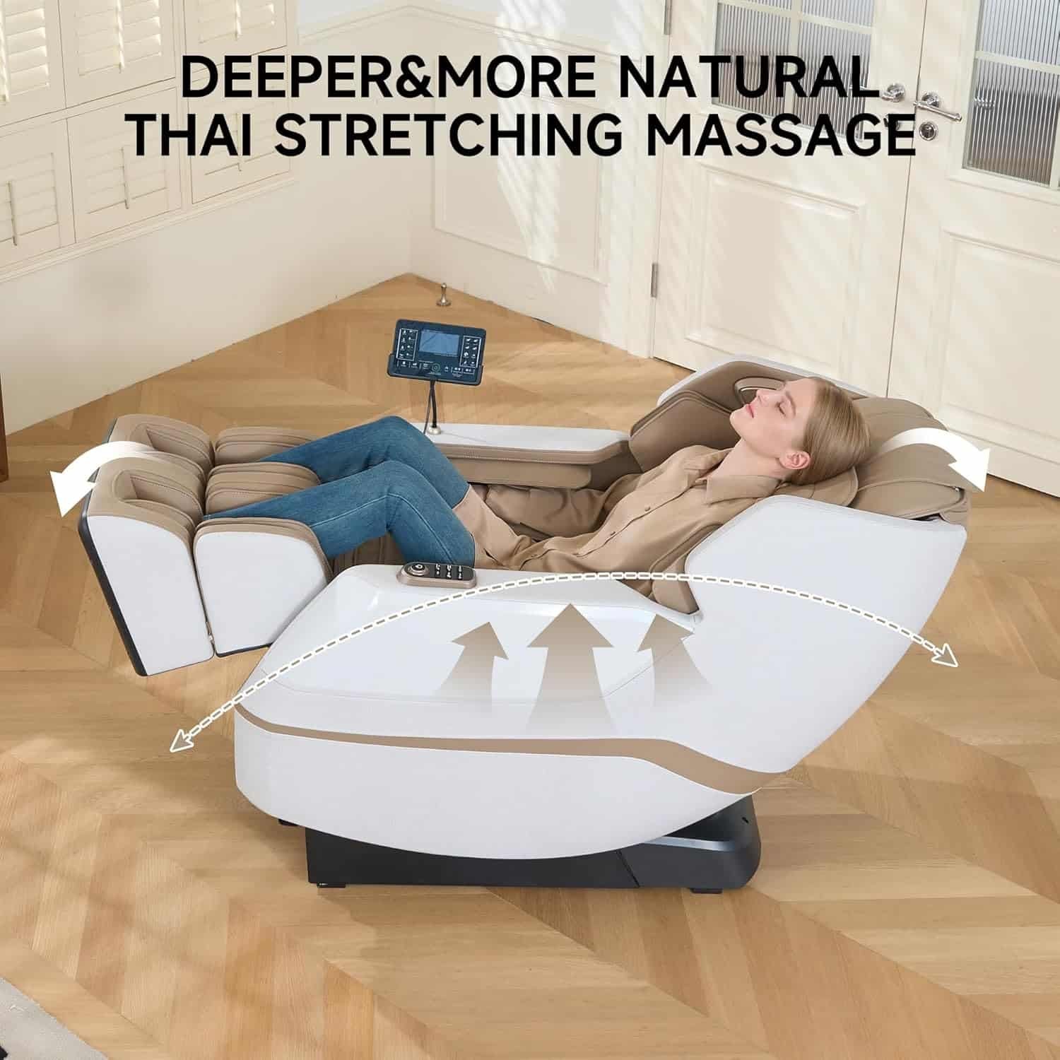 Massage Chair Full Body Shiatsu Recliner with SL Track, Zero Gravity, 3 Massage Intensity, Shortcut Key, Foot Rollers, Bluetooth Speaker, Q23 Khaki