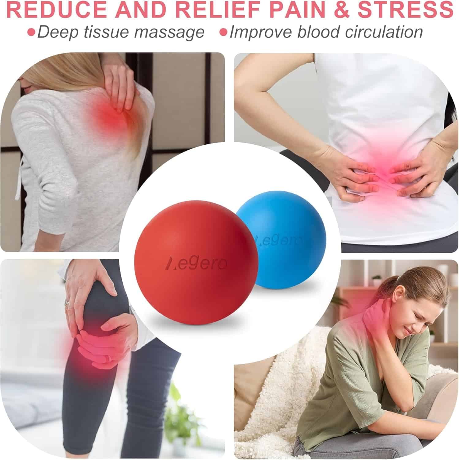 Massage Lacrosse Balls for Myofascial Release,Yoga Deep Tissue Massage,Trigger Point Therapy and Foot Plantar Fasciitis,Muscle Soreness Massager Ball (2Pack,Deep Blue and Purple)