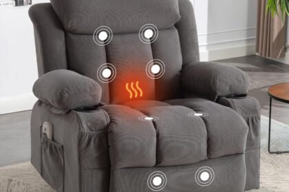 Massage Recliner Chair Swivel And Rocking Recliner With Heat And Vibration Breathable Fabric Ergonomic Single Sofa Chair 420x280