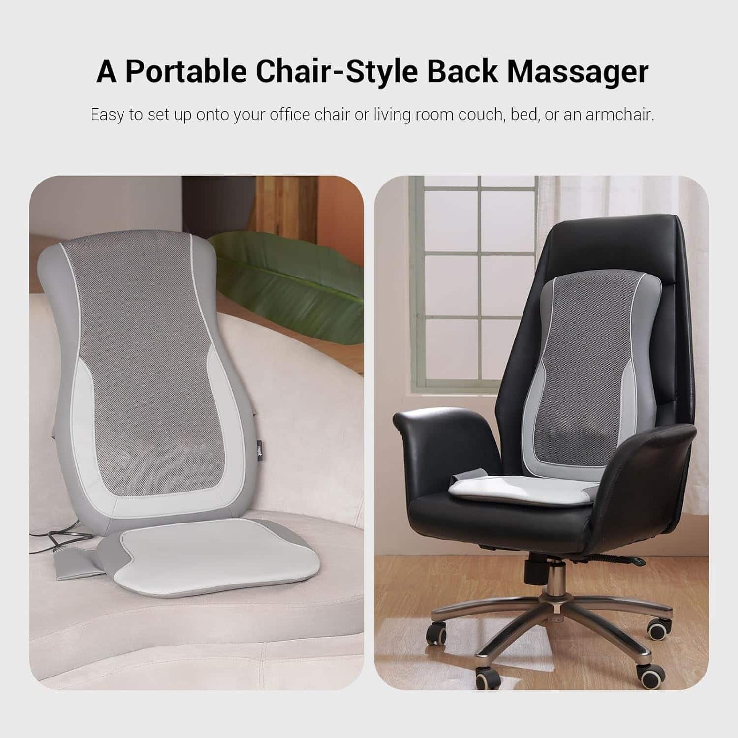 Mynt Black Acupressure Massage Chair Pad with 4 Deep Kneading Nodes, Shiatsu Back Massager for Chair with Heat, Heated Back Massage with a Cushion for Deep Tissue, Gift for Father Day