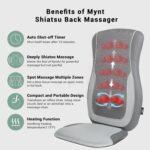 Mynt Black Acupressure Massage Chair Pad With 4 Deep Kneading Nodes Shiatsu Back Massager For Chair With Heat Heated Bac 33 150x150