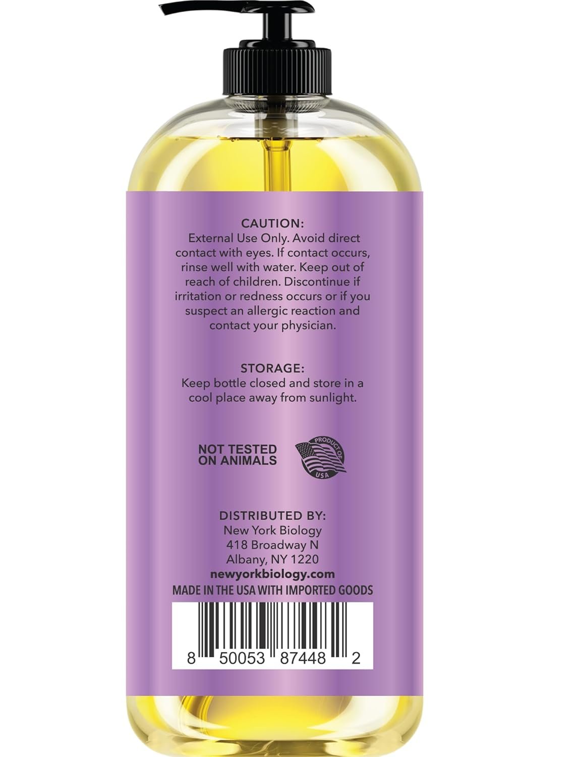 New York Biology Sore Muscle Massage Oil 8 Fl Oz – Made with 100% Natural Oils – Soothing Body Massage Oil - Absorbs Easily