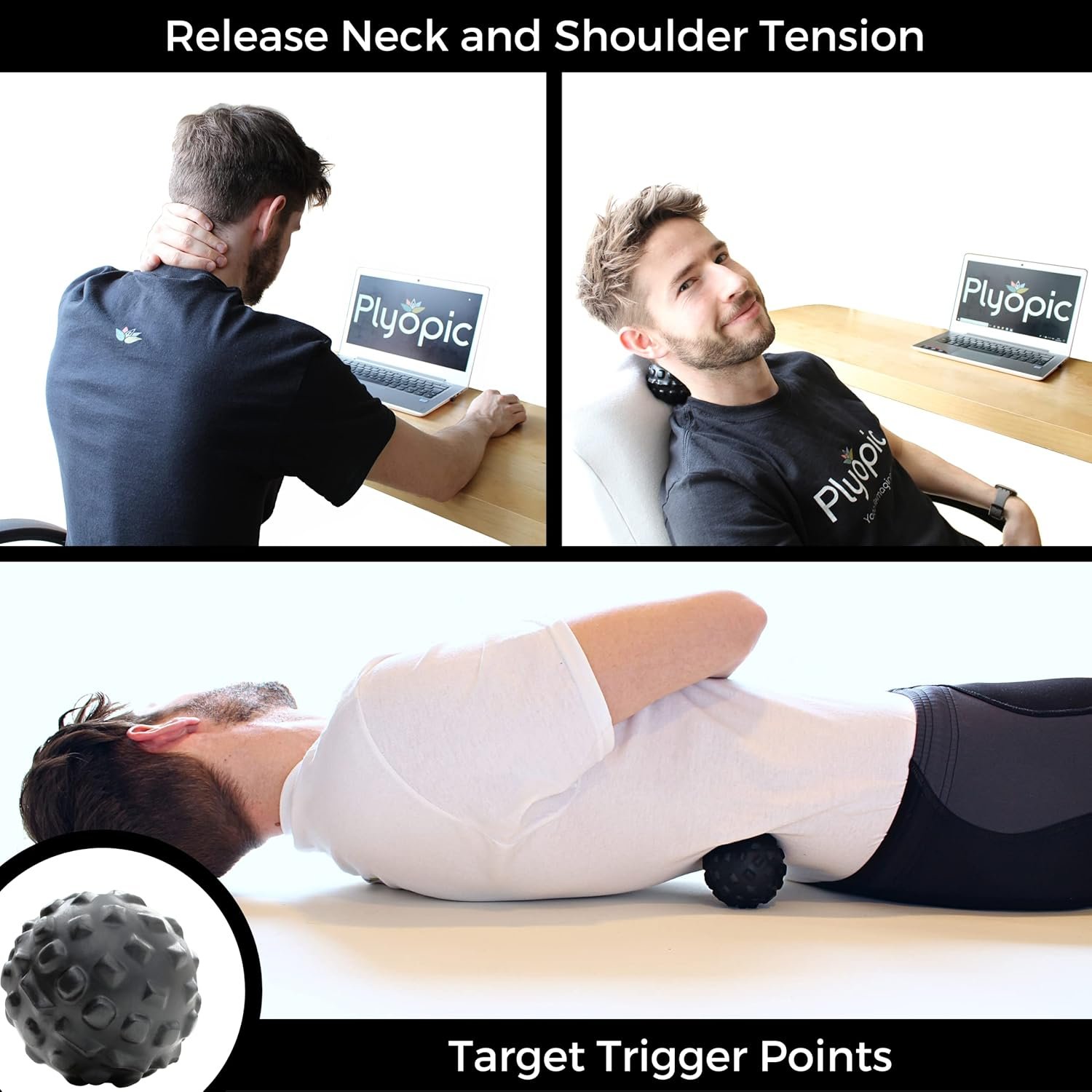 Plyopic. Massage Ball Set – for Deep Tissue Muscle Massage, Myofascial Release, Trigger Points, Mobility, Plantar Fasciitis - Eliminate Muscle Tension  Tightness in Your Back Neck Foot