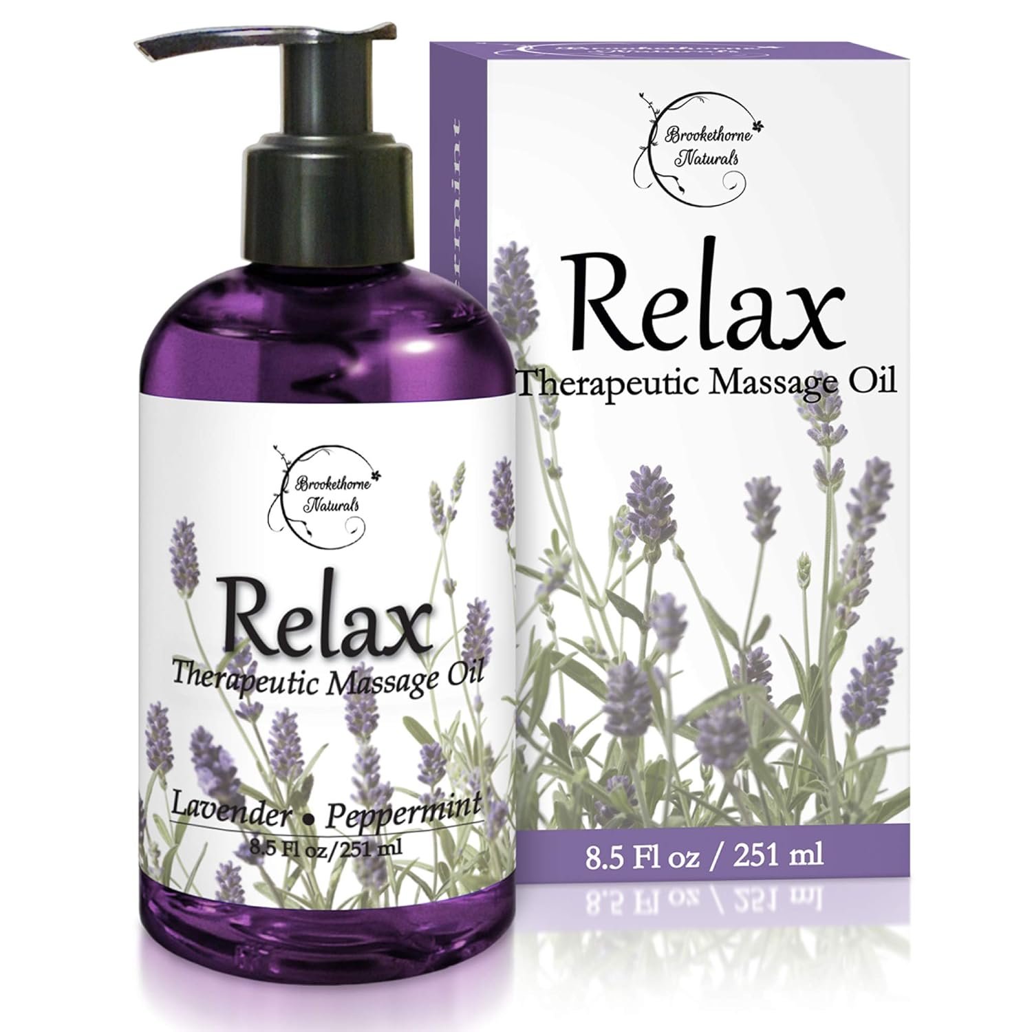 Relax Therapeutic Body Massage Oil - with Best Essential Oils for Sore Muscles  Stiffness – Lavender, Peppermint  Marjoram - All Natural - with Sweet Almond, Grapeseed  Jojoba Oil 8oz