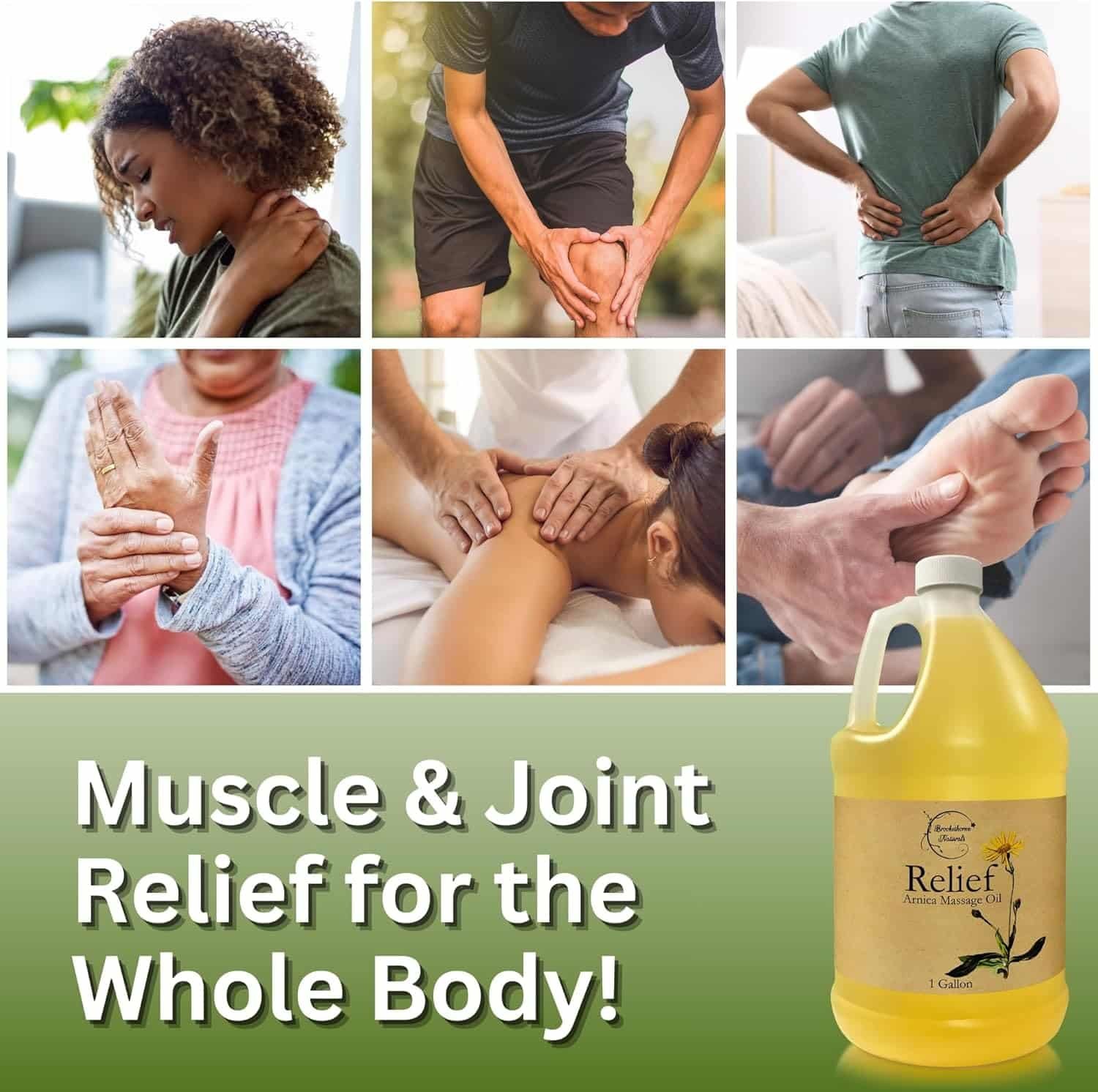 Relief Arnica Massage Oil – Great for Sports  Athletic Therapeutic Massage – All Natural - Arnica Montana for Sore Muscle Relief. Contains Sweet Almond, Jojoba, Grapeseed  Essential Oils 8oz