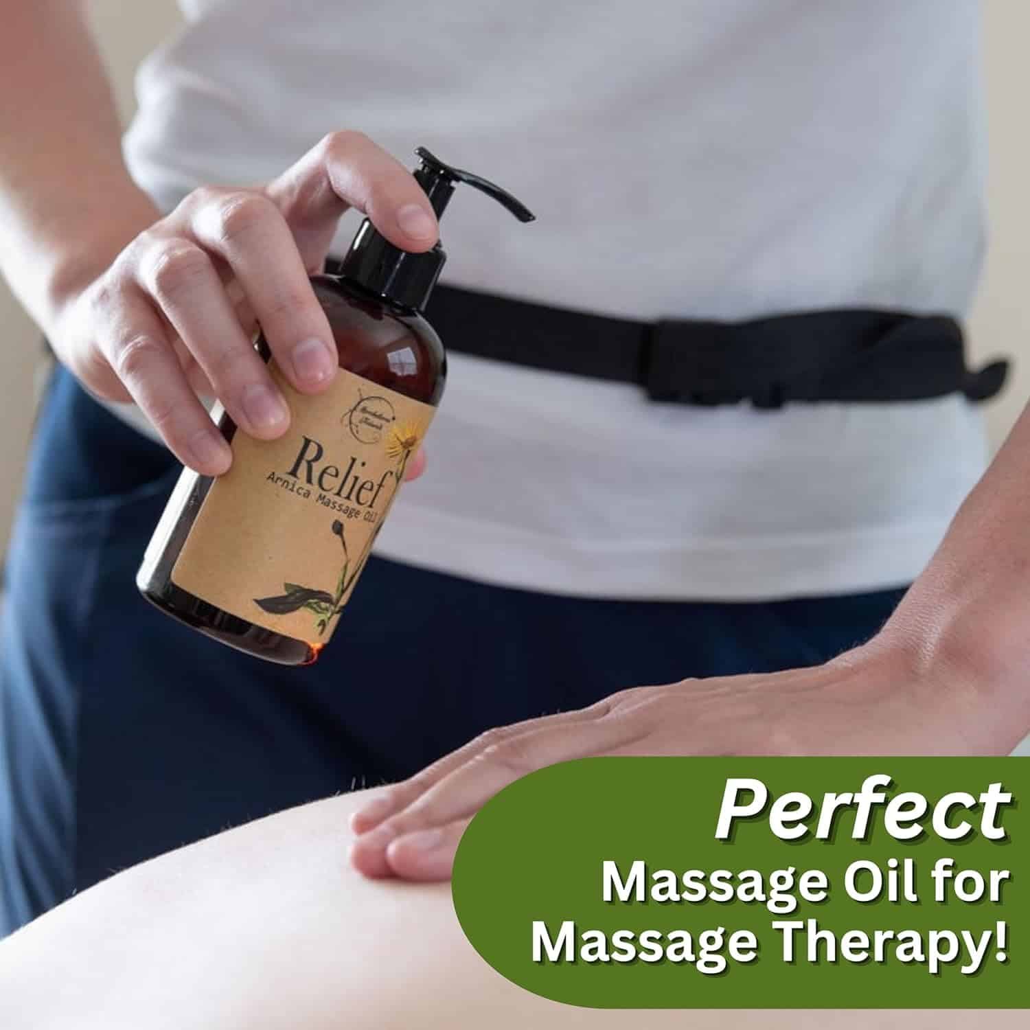 Relief Arnica Massage Oil – Great for Sports  Athletic Therapeutic Massage – All Natural - Arnica Montana for Sore Muscle Relief. Contains Sweet Almond, Jojoba, Grapeseed  Essential Oils 8oz