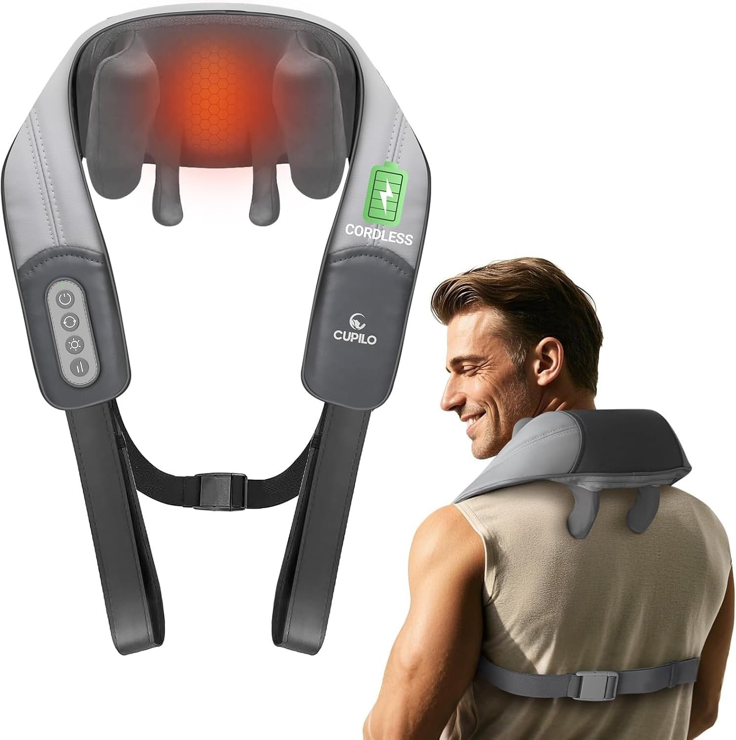 Shiatsu Neck and Shoulder Massager with Heat - FSA HSA Eligible,Cordless 4D Deep Tissue Kneading Massager, Rechargeable Massage for Neck, Shoulder,Ideal Gift for Women,Men