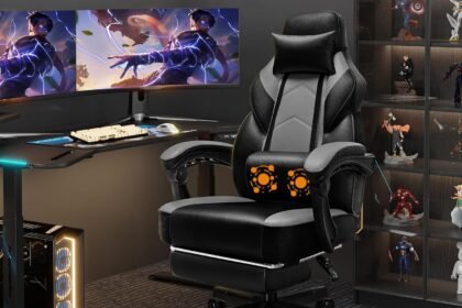 Shintenchi Gaming Chairvideo Game Chair With Footrest And Massage Lumbar Supportheight Adjustable Game Chair With 360swi 420x280