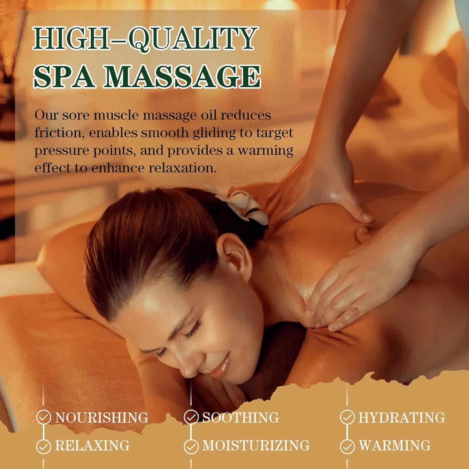 Sore Muscle Massage Oil for Massage Therapy, 8 fl oz Natural Body Massage Oil with Arnica  Lavender Oil, Muscle Relief, Relaxation, Tension and Skin Softening for Professional  Home Use