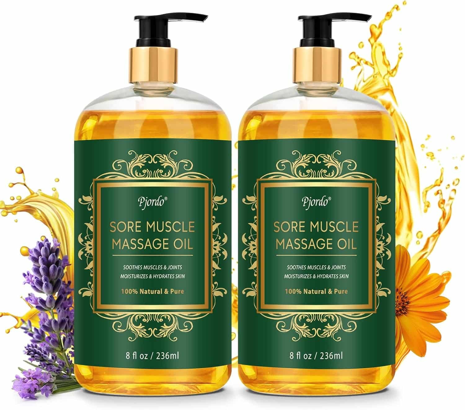 Sore Muscle Massage Oil for Massage Therapy, 8 fl oz Natural Body Massage Oil with Arnica  Lavender Oil, Muscle Relief, Relaxation, Tension and Skin Softening for Professional  Home Use