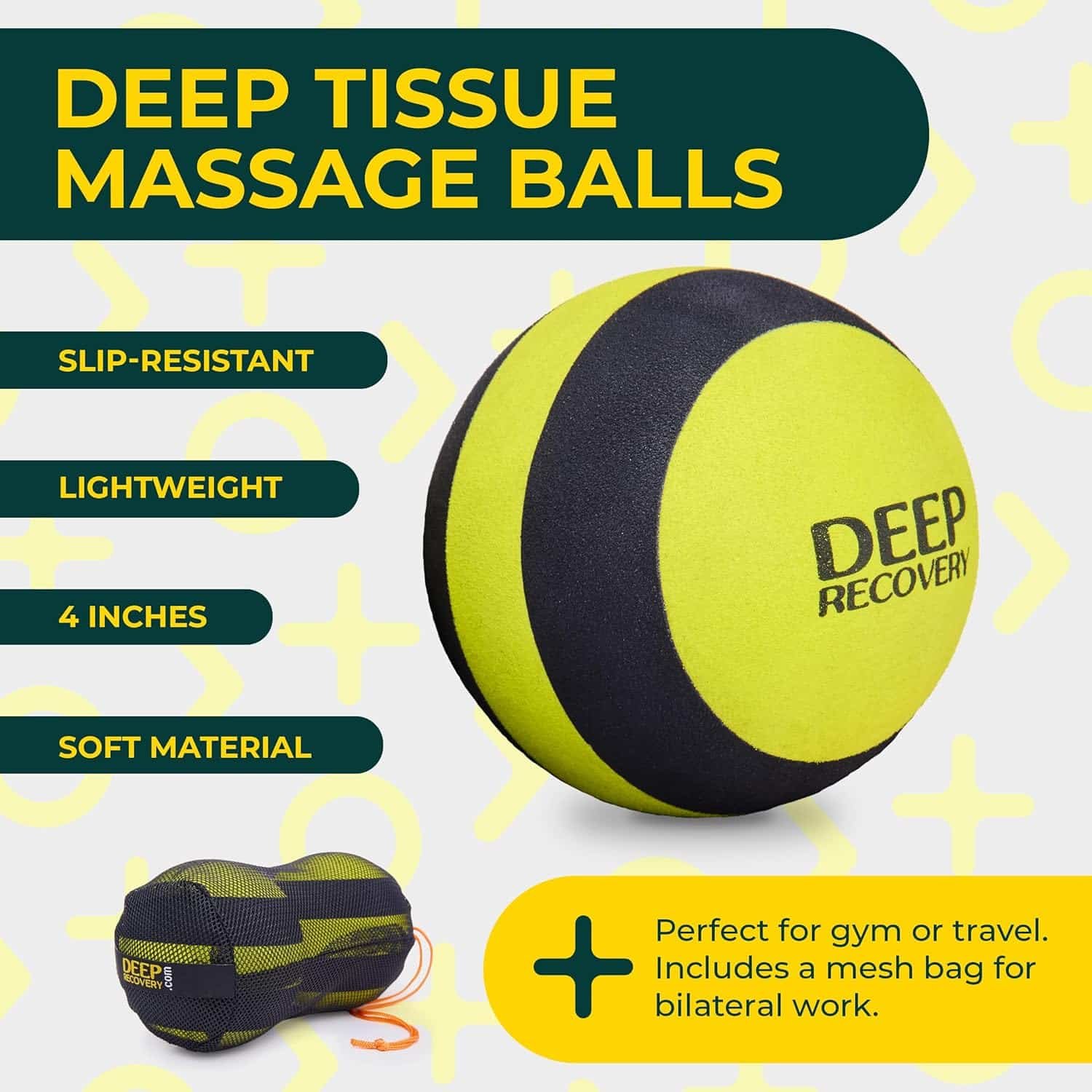 Sport Yoga Deep Tissue Massage Ball Set, Lacrosse Ball Size – Extra Firm Myofascial Release Balls for Feet, Back, Neck, Legs  Arms – Trigger Point  Mobility Therapy (2-Pack)