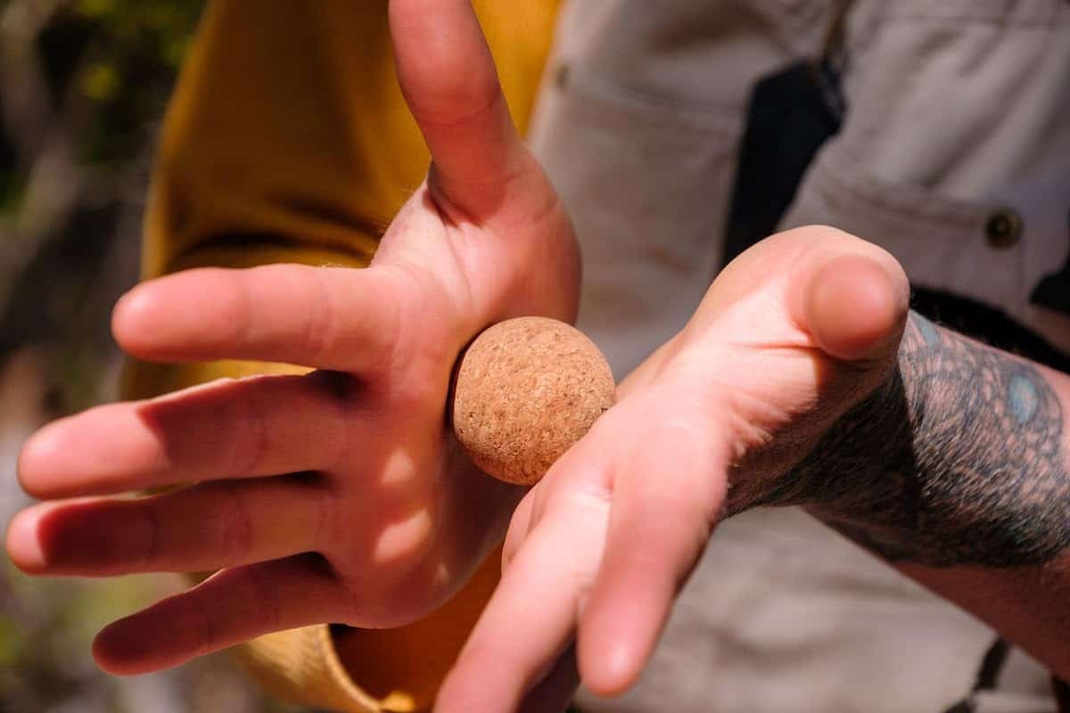 Travel Cork Massage Ball | Lightweight, Sustainable Alternative to Lacrosse Ball for Muscle Pain Relief (1.9 Inch (Pack of 1), Sanded Cork)