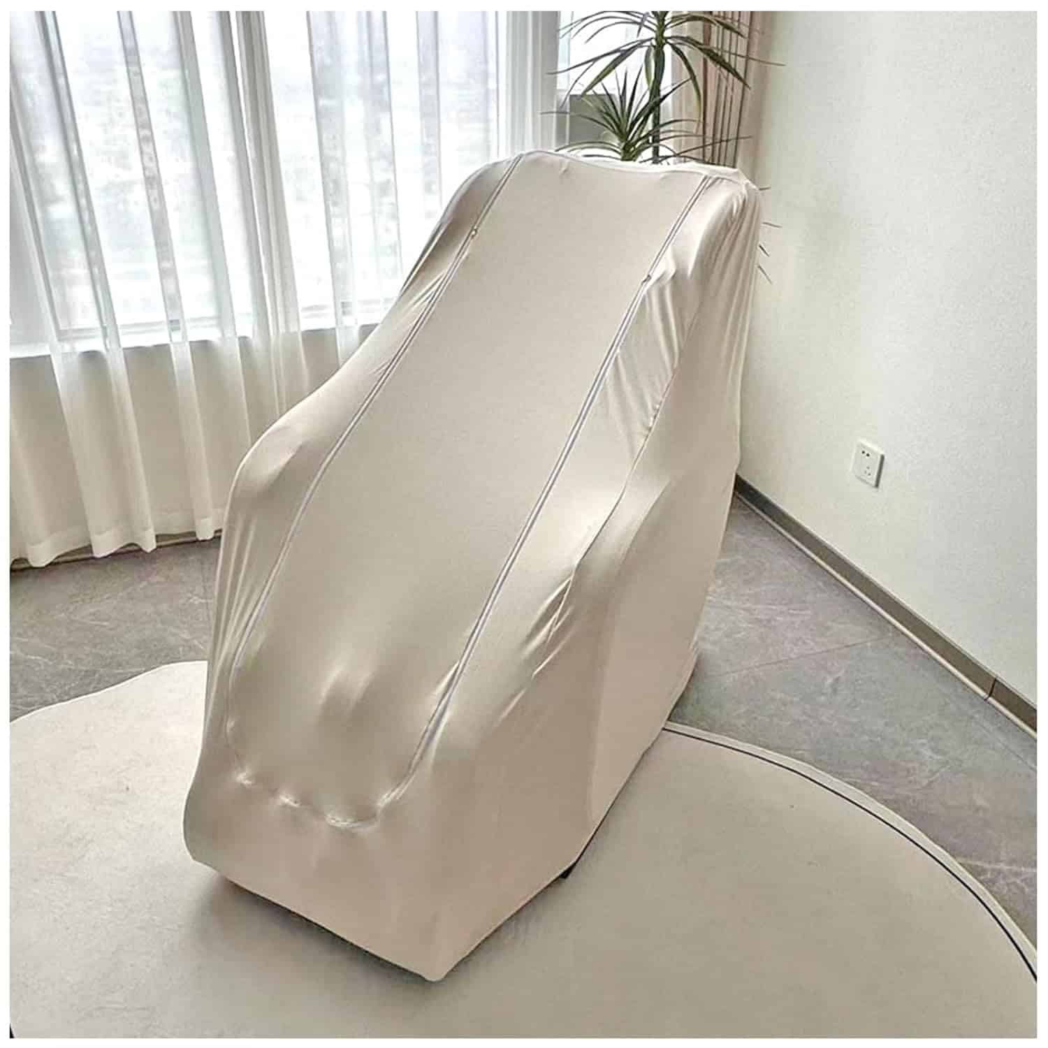 Universal Massage Chair Protector Cover,Shiatsu Massage Chair Covers Portable Massage Chair Cover Full Body Recliner Slipcovers Washable,Shield for Pet(Beige,Large)