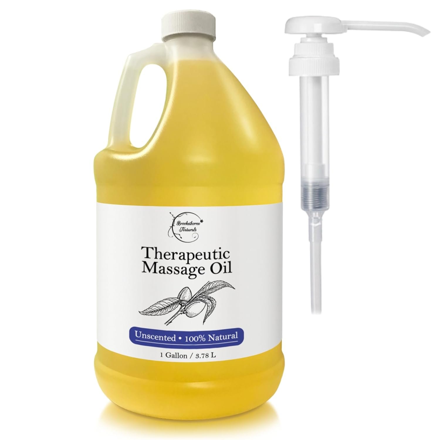 Unscented Massage Oil for Massage Therapy – 100% Natural Body Oil with Sweet Almond, Grapeseed  Jojoba for Premium Glide – Pure Carrier Blend for Aromatherapy – Brookethorne Naturals